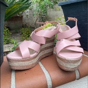 Refresh Blush Pink Wedge Sandals